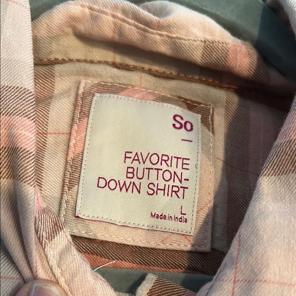 NWT SO Pink Plaid Button Down Shirt Size L - Picture 6 of 9